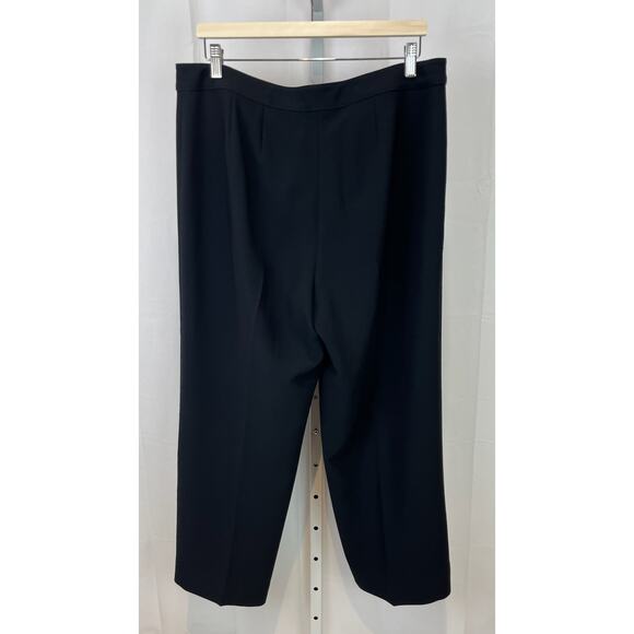 ST. JOHN CAVIAR Size 14 Diana Wide Leg Ankle Pants Flat Front USA Black - Picture 2 of 8